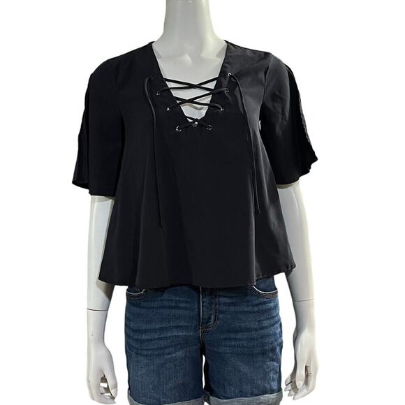 Madison & Berkeley Womens Gray Cropped Blouse Size Medium - Picture 9 of 9